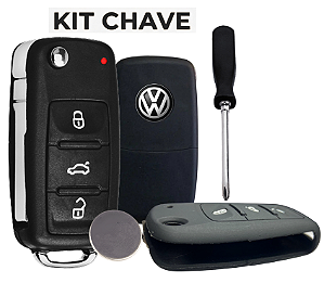 Kit Capa Capinha Emborrachada Silicone + Chave Canivete Vw Gol Fox Golf Up Jetta Voyage G6 Gti + Bateria 3V + Chave de F