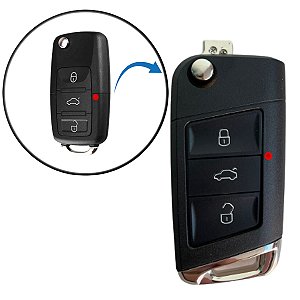Chave Canivete Capa Volks Vw Gol Polo Fox Voyage G5 G6 G7 3 Botões