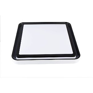 PLAFON LED QUADRADO ZONY 50CM 36W 3K/4K/6.5K C/ CONT MEMORIA PRETO 2672