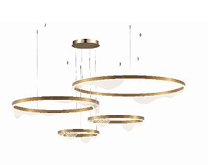 PENDENTE LED LOMY 30X40X60X80CM 134W 3000K 100-240V DOURADO PL 9854