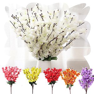 2 Buques Pessegueiro Flor Cerejeira Artificial Decoração NFE