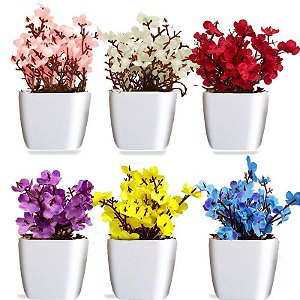 Vasos De Flor Artificial Cerejeiras Decorativas Kit Com 6 pc