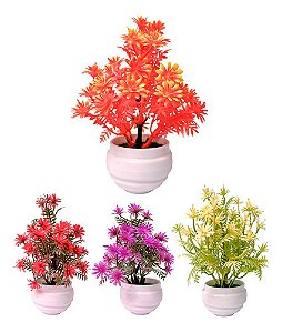 Kit Com 4 Vasos De Flores Artificiais Decorativas 10 Cm