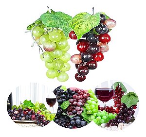Kit 2 Frutas Artificiais Uvas Decorativas Decoração Cestas