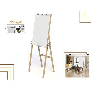 Flip Chart De Madeira Com Canetas E Apagador  Dobrável