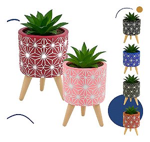 Vaso Decorativo Kit 6 Unidades Planta Artificial Geométricos