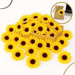 100 Unidades Mini Girassol Amarelo Artificial Artesanato Nfe