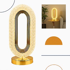 Abajur Cristal Led Luminária Quarto 3 Tons Luz Leitura Decor