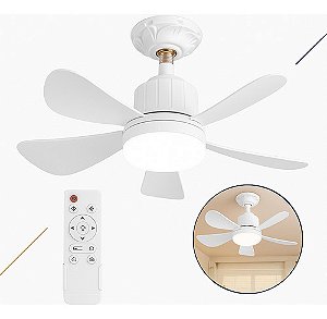 Lâmpada Ventilador Teto 6 Pás Led Super Silencioso Ambiente