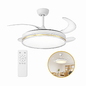Ventilador Teto Luz Led Controle Remoto 6 Velocidades Quarto
