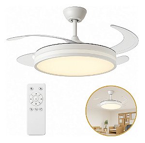 Ventilador Teto Luz Led Controle Remoto 6 Velocidades Quarto