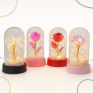 Luminária Rosa Encantada Galáxia Led Presente Criativo Decor