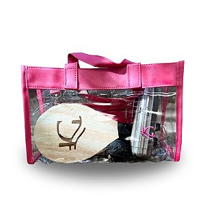 Kit para Frescobol - Raquete, Garrafa de Inox e Bolsa com Necessaire