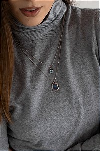 MIX DE COLARES ALINE PINGENTES GEOMÉTRICOS BANHADO A RÓDIO BRANCO