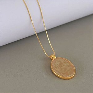 COLAR COM PINGENTE HELENA REDONDO CARAMELO BANHADO A OURO 18K