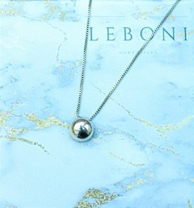 Colar com pingente redondo Banhado Rodio Branco