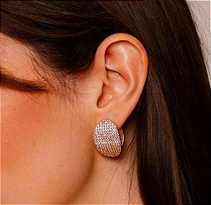 Brinco Oval Lumière Banhado a Ouro 18k