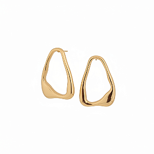 Brinco Orgânico Vazado Banhado a Ouro 18k
