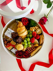 Cesta de café da manhã romântica - Café Paixão box redonda