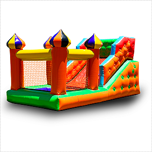 Mini Tobogã Inflável c/ Piscina de Bolinha - Laranja Multicolor - c/ Motor