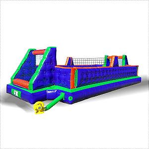 Quadra de Futsabão Inflável 10x5 2 em 1 - Verde e Azul - c/ Motor