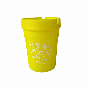 Cinzeiro Portátil PVC Amarelo Fluor