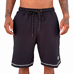 Bermuda Moletom Chronic Preto Bolso Faca