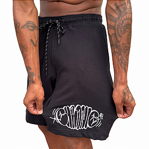 Bermuda Moletom Chronic Preto Tag Bordado