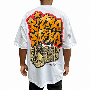 Camiseta Oversized Chronic x Thaíde Ritmo e Poesia Branco