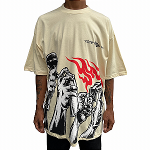 Camiseta Oversized Chronic x Thaíde Elementos Bege