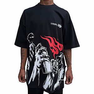 Camiseta Oversized Chronic x Thaíde Elementos Preto
