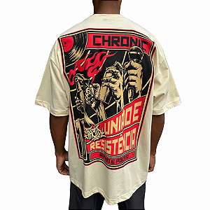 Camiseta Oversized Chronic x Thaíde Resistência Bege