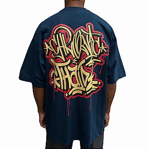 Camiseta Oversized Chronic x Tag Collab Marinho