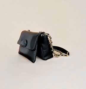 Bolsa preta couro legítimo