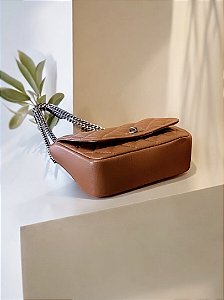 Bolsa castanho couro legítimo
