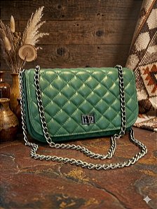 Bolsa verde couro legítimo
