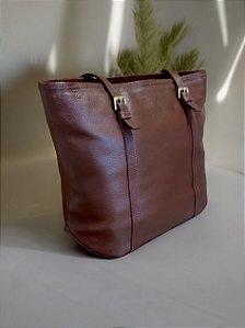 Bolsa café couro legítimo