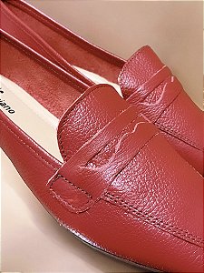 Mocassim couro legítimo carmim