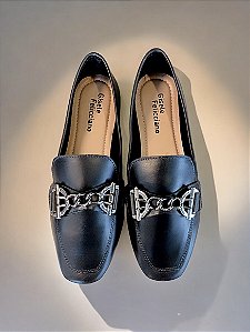 Mocassim couro legítimo preto
