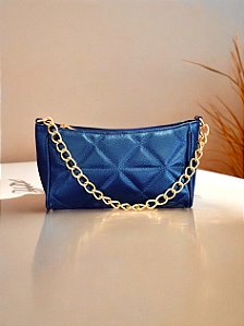 Bolsa couro legítimo baguete corrente marinho
