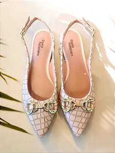 Sapatilha slingback croco off white