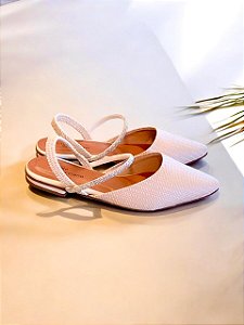 Sapatilha ráfia Off white strass