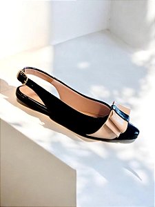 Sapatilha slingback preta laço off