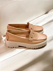 Mocassim tratorado couro bege