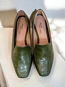 Mocassim croco verde militar