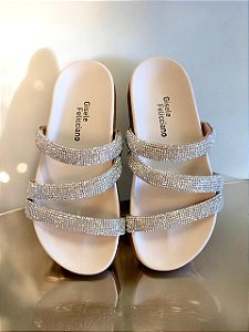 Papete off white strass prata importado
