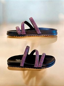 Papete preta strass violeta