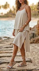Papete off white amarrar strass prata