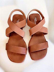 Rasteira castanho elástico