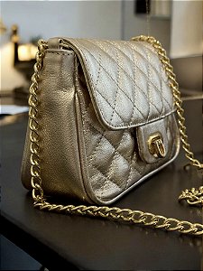 Bolsa afim Paris P ouro ligth couro leg